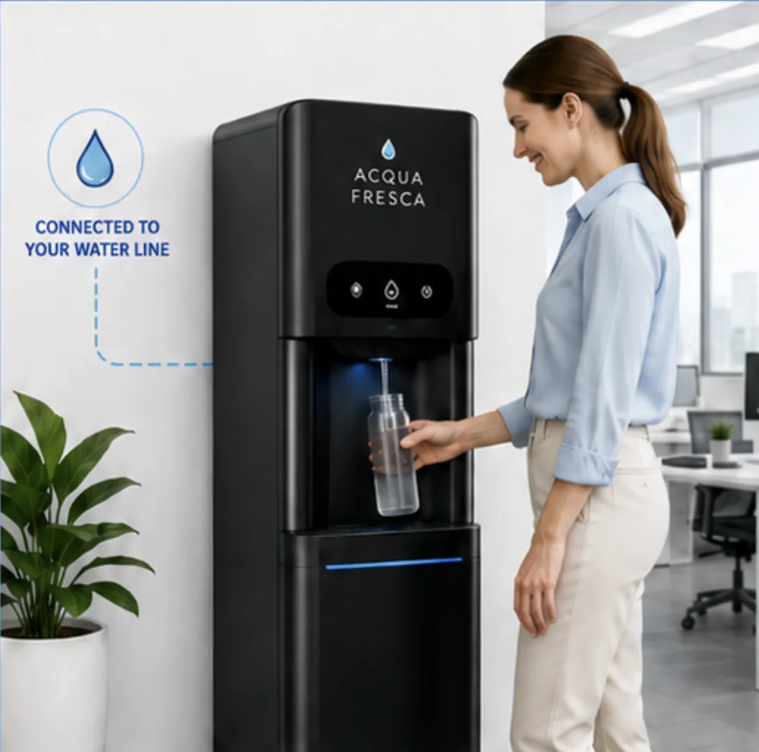 Person using an Acqua Fresca bottleless water cooler